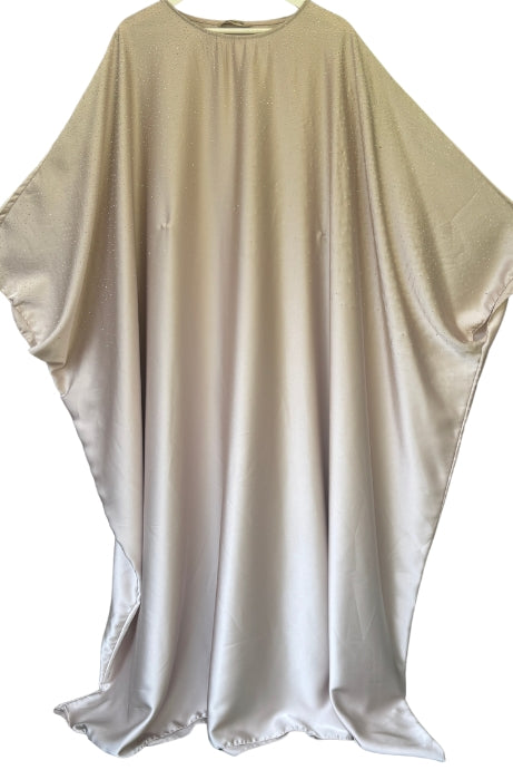 Abaya papillon à strass - Beige