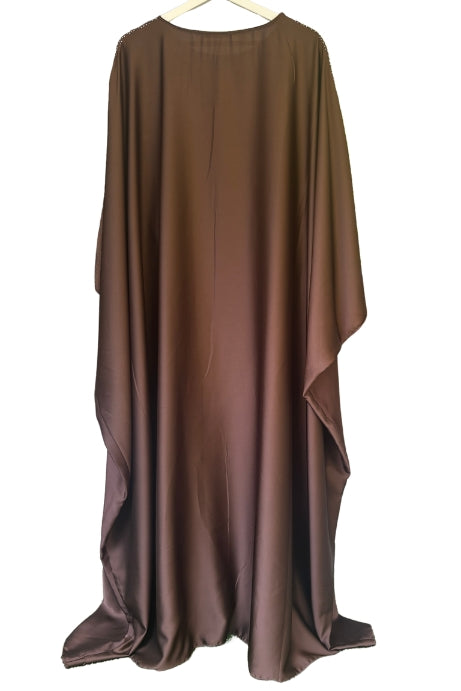 Abaya papillon à strass - Chocolat