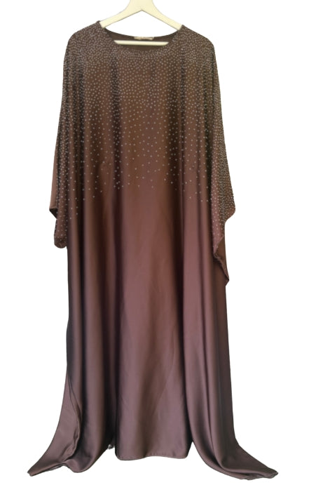 Abaya papillon à strass - Chocolat