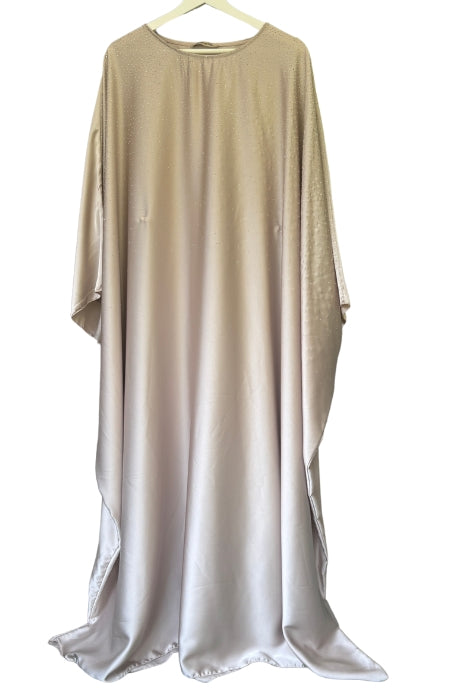 Abaya papillon à strass - Beige