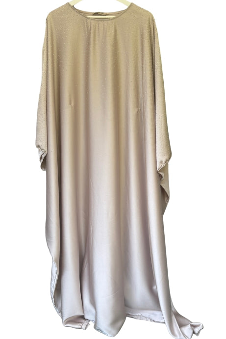 Abaya papillon à strass - Beige