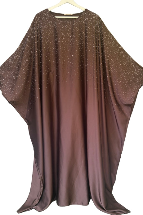 Abaya papillon à strass - Chocolat