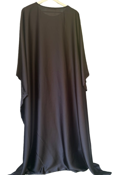 Abaya papillon à strass - Noir