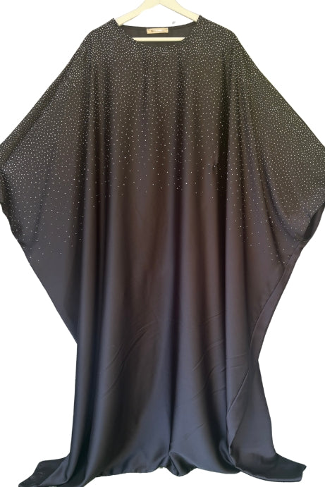Abaya papillon à strass - Noir