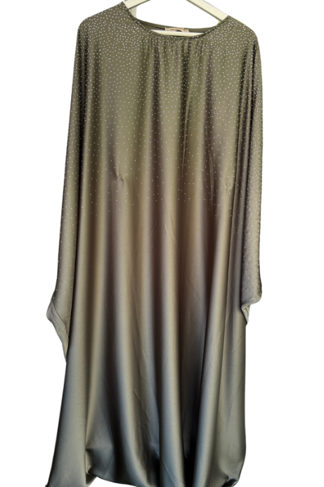Abaya papillon à strass -  Kaki