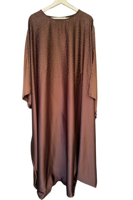 Abaya papillon à strass - Chocolat