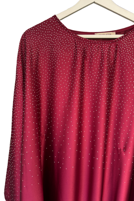 Abaya papillon à strass - Bordeaux