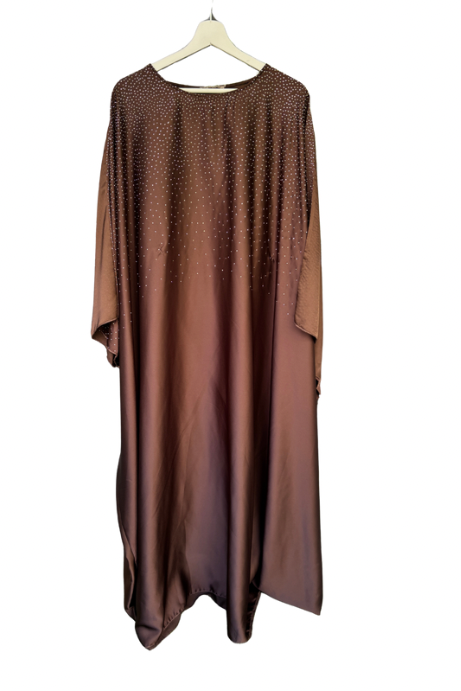 Abaya papillon à strass - Chocolat